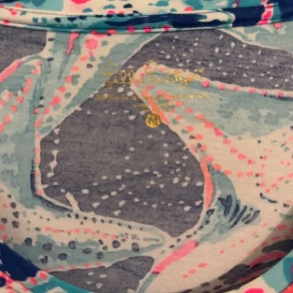 Lilly Pulitzer Indigo "Starstruck" Dori Tee Shirt Top Sz M - Picture 2 of 3